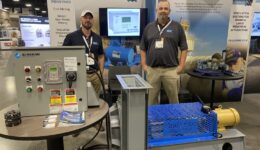 Paul's Fan Company's James Harmon and Jeremiah Lay demonstrate an industrial blower and electrical automation controls at IM Engineering South