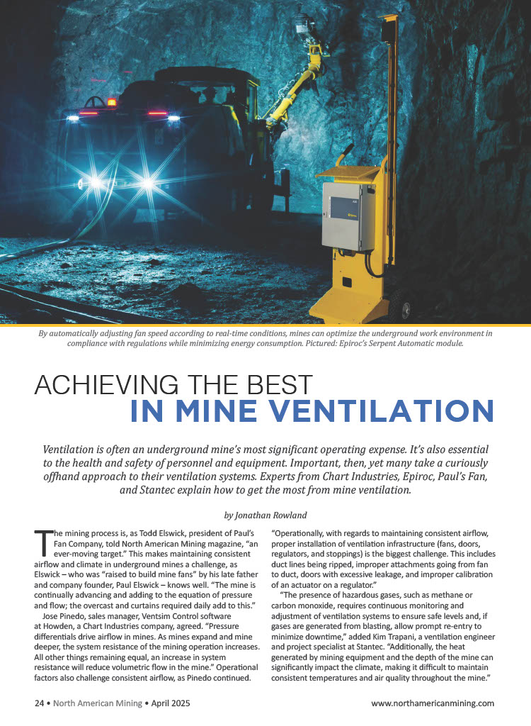 Paul's Fan Company featured in April 2025 North American Mining